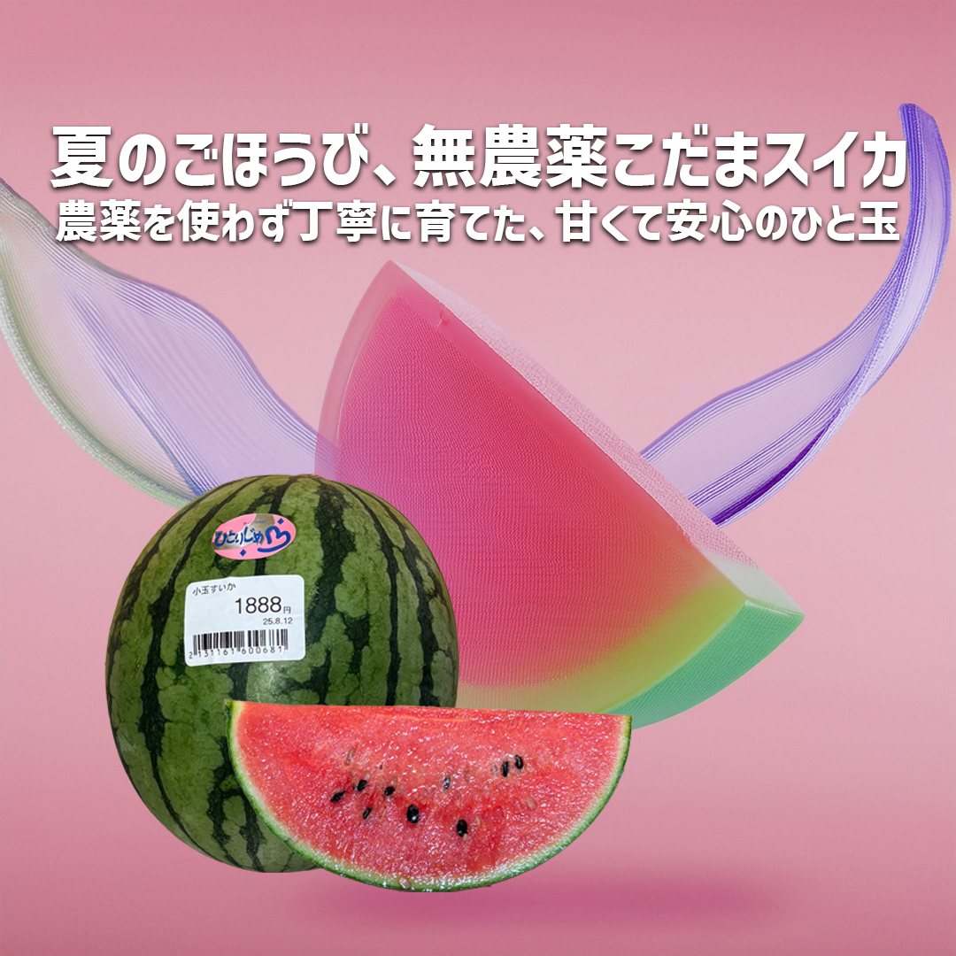 無農薬のこだまスイカ（カット断面）